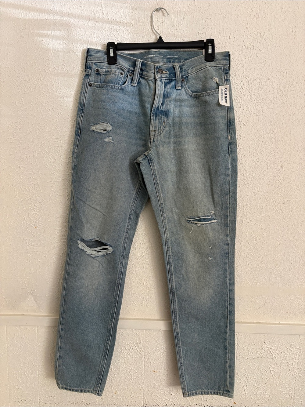 Old Navy Light Blue Slim Straight Distressed Jeans